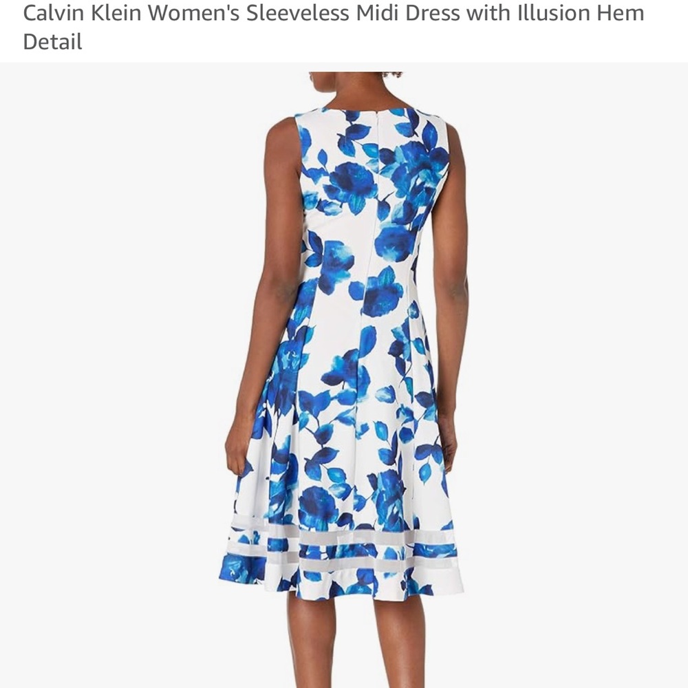 Calvin Klein Women's Sleeveless Midi Dress with Illusion Hem Detail